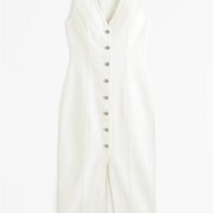 Abercrombie & Fitch Mara Vest Midi Dress in white denim
